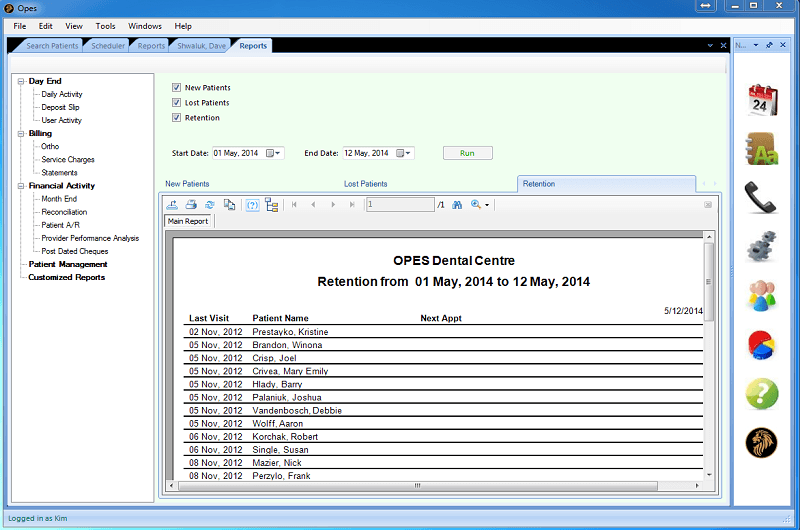 Dental Software System Management Reports