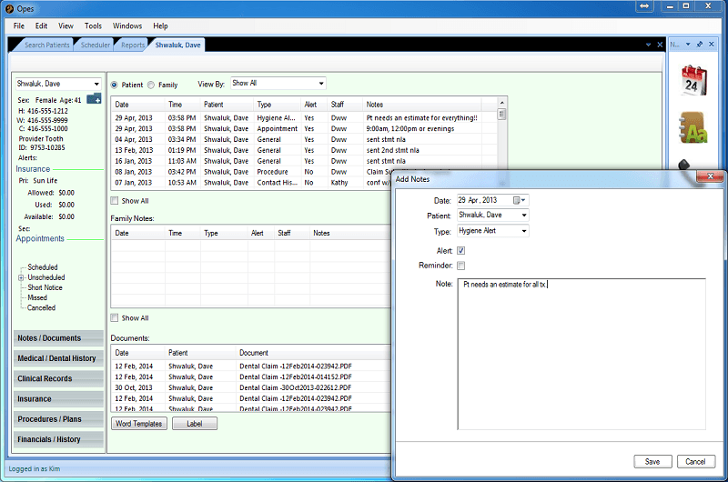 Dental Software System Patient Documents